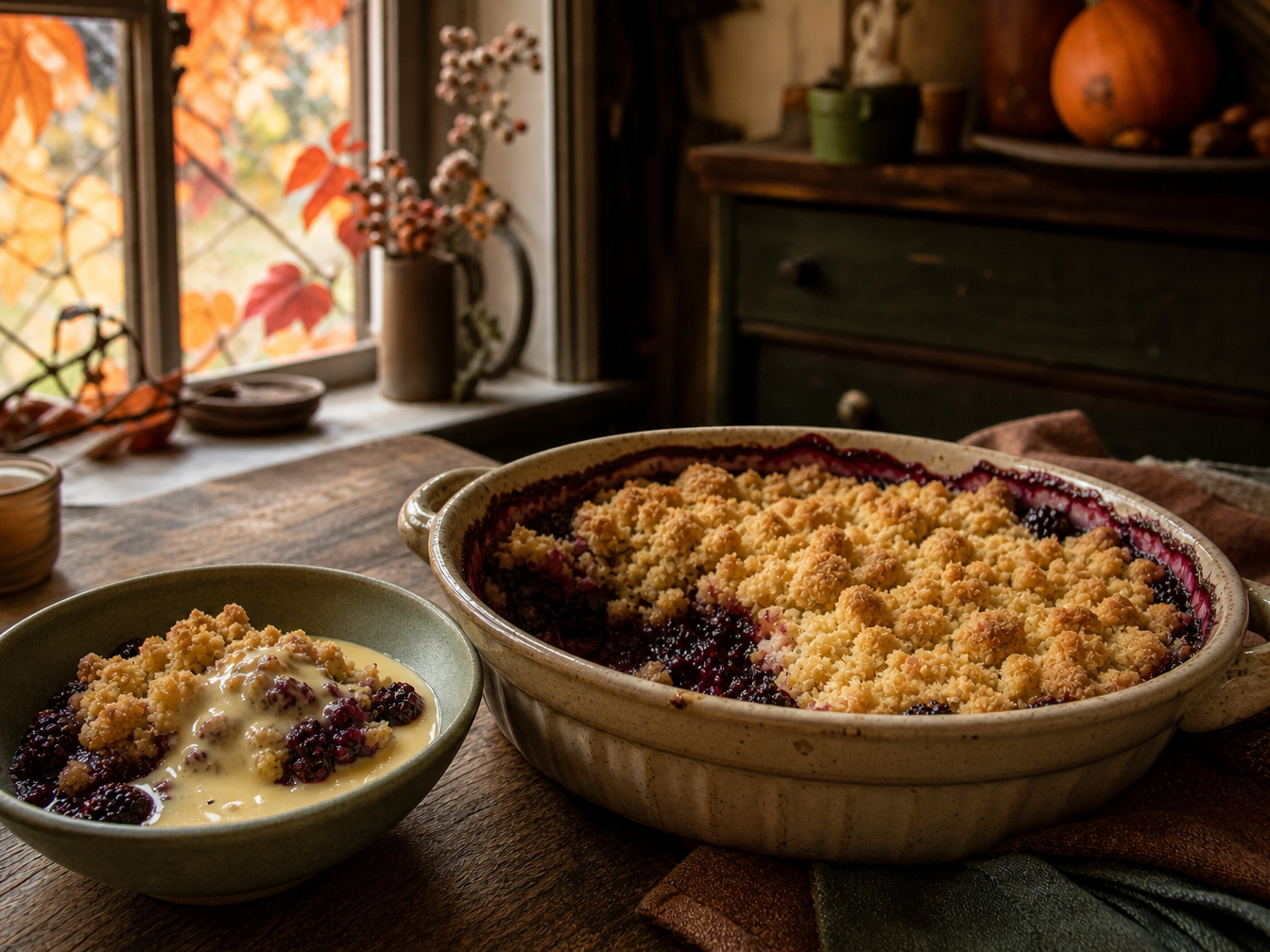 Apple and blackberry crumble.