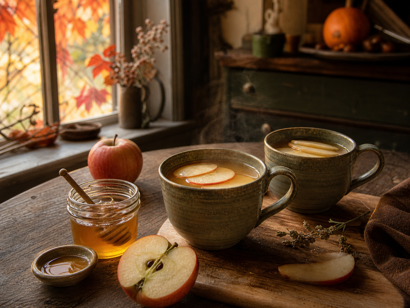 Warm apple and honey drink.