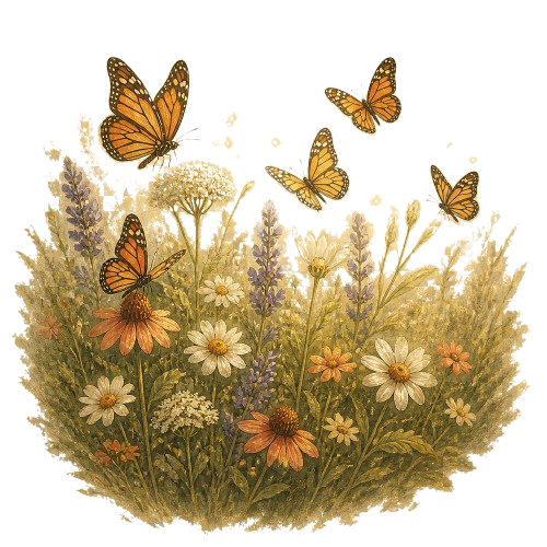 Butterflies amongst wildflowers