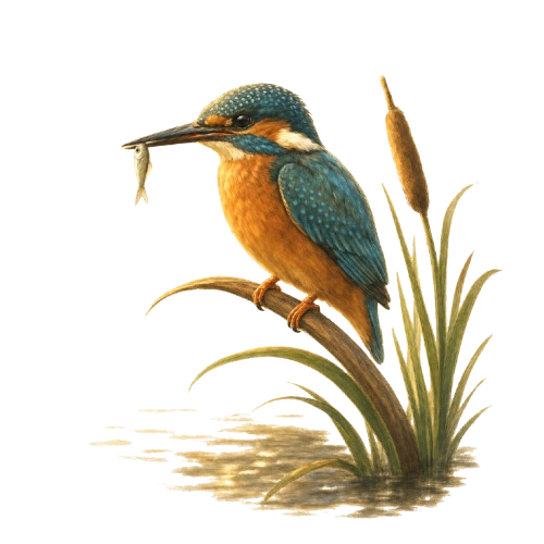 A kingfisher beside the river