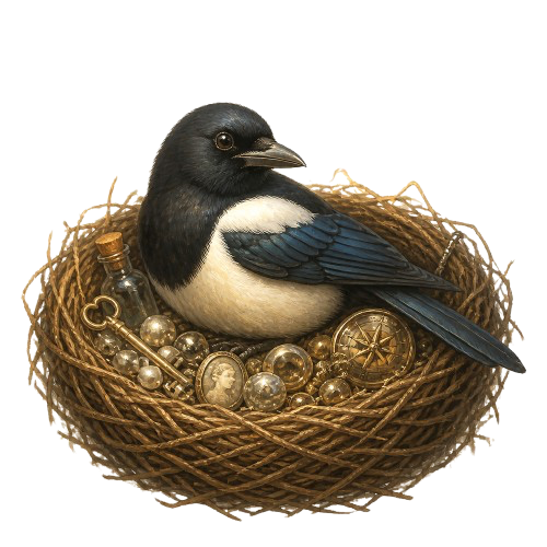 A magpie perched amongst leaves