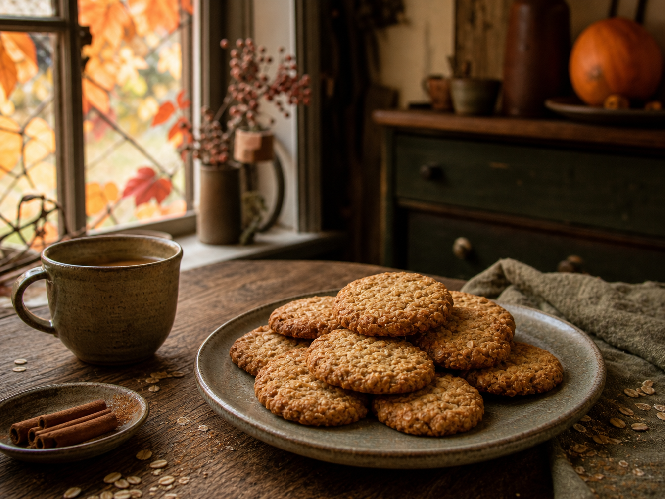 Spiced Oat Biscuits in the autumn Cottage Kitchen.