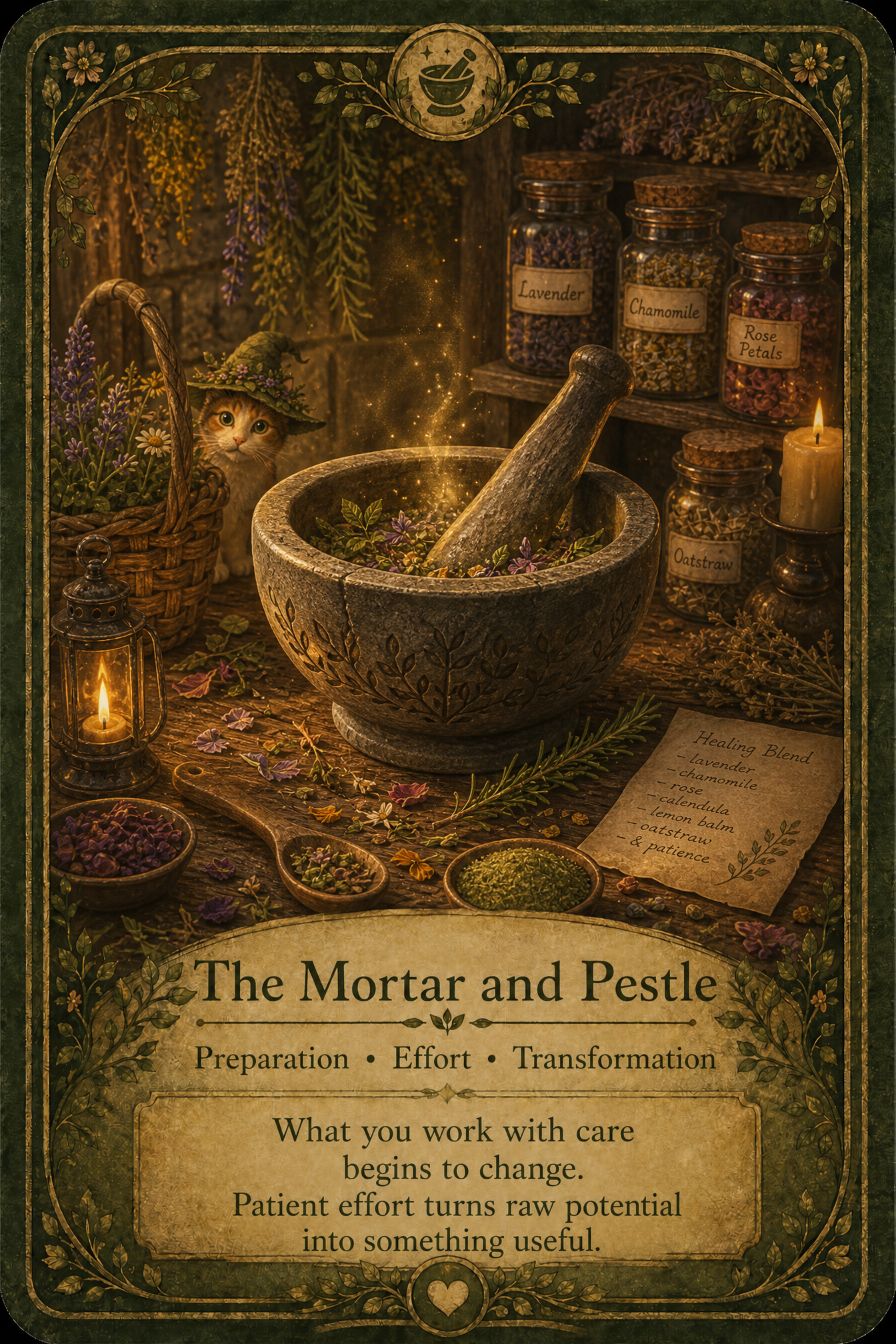 The Mortar and Pestle oracle card